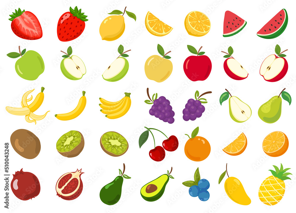 fruit collection set illustration cartoon fruit collection set illustration cartoon