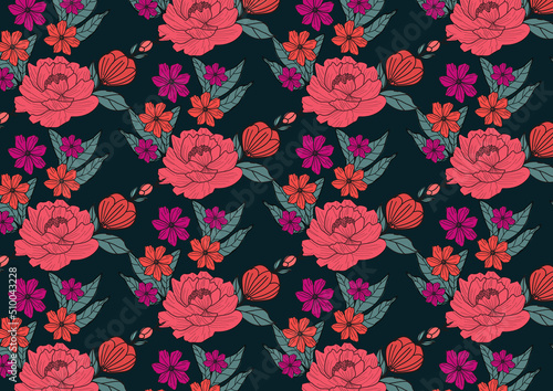 Fototapeta Naklejka Na Ścianę i Meble -  Elegant colorful seamless floral pattern