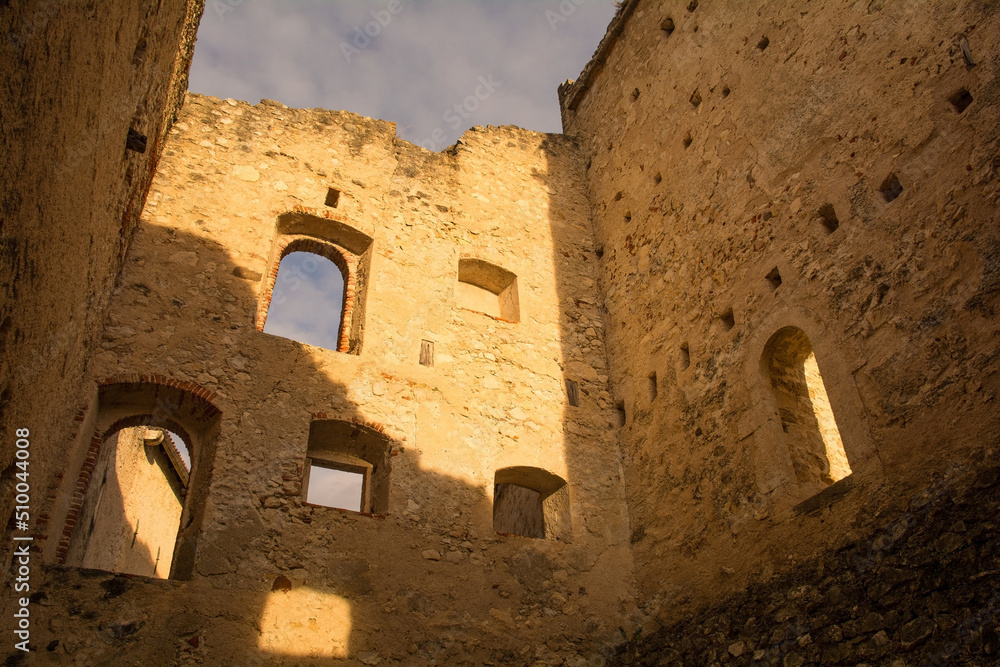 The medieval 12th century Beseno Castle in Lagarina Valley in Trentino, north east Italy. The biggest castle in the region
