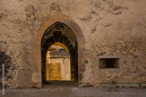 A doorway in the medieval 12th century Beseno Castle in Lagarina Valley in Trentino  north east Italy. The biggest castle in the region 