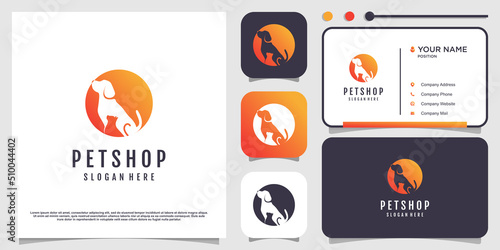 Pet icon logo design with creative element concept Premium Vector