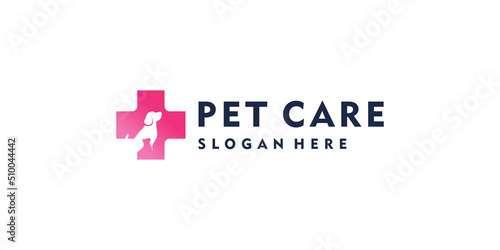 Pet care icon logo design with creative element concept Premium Vector