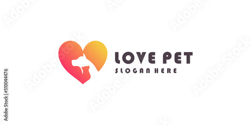 Pet love icon logo design with creative element concept Premium Vector