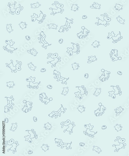 Print with dogs and cats in the background for making