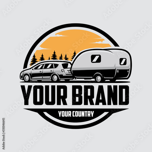 Premium caravan trailer motorhome campervan logo vector isolated