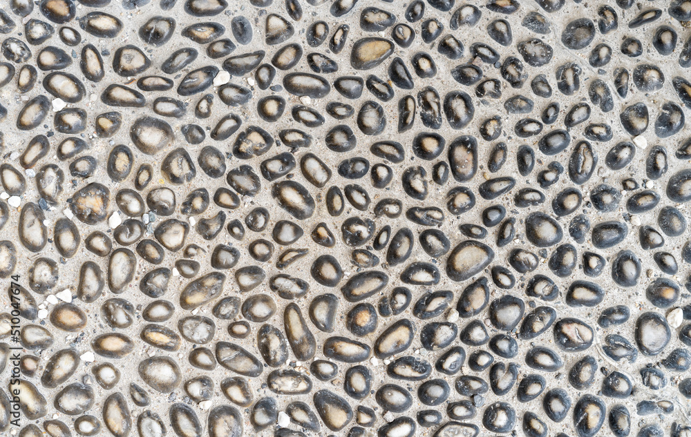Pebble pavement background. Full frame of smooth pebbles, natural stone textured background Pebble pavement background. Full frame of smooth pebbles, natural stone textured background