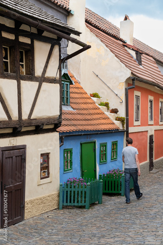 Canvas Print View of historic Golden Lane (Zlata Ulicka) in Prague, Czech republic