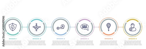 concept infographic design template. included protection, virus, high temperature, group, loupe, patient icons and 6 option or steps.