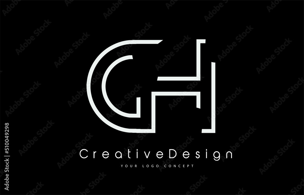 CH C H Letter Logo Design in White Colors. CH C H Letter Logo Design in White Colors.