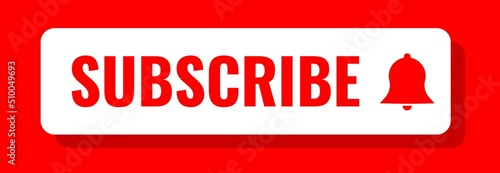 Red button subscribe of channel. Vector illustration
