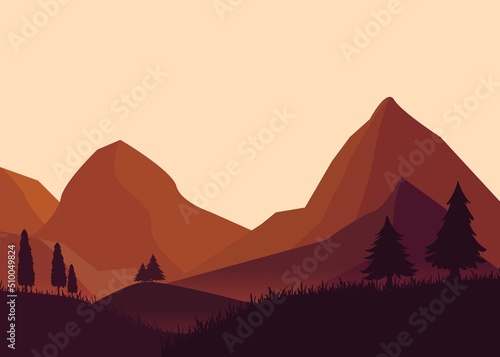 Silhouette Mountain Brown Flat Color