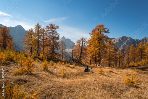 Autumn at Slemenova Spica in the Julian Alps mountains photo