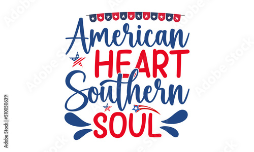 American Heart Southern Soul  vector Illustration isolated on white background  4th of July truck with stars and stripes  Independence day party decor for design shirt  card and scrapbooking