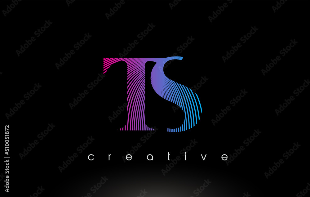 TS Logo Design With Multiple Lines and Purple Blue Colors. Stock Vector ...