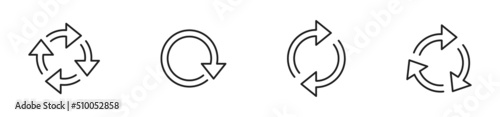 Rotate arrow icon set. Recycle arrow. Circle cursor symbol. Vector isolated illustration.