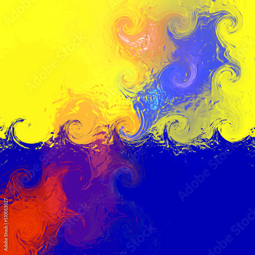 Blue yellow abstract colorful background with splashes