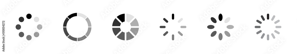 Set of loading icons. Load icon set. Loading or download symbol collection. Vector illustration. Set of loading icons. Load icon set. Loading or download symbol collection. Vector illustration.