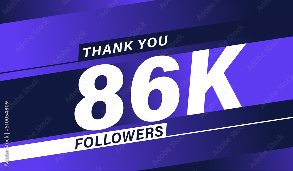 Thank you 86K followers modern banner design vectors