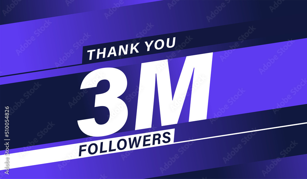 Thank you 3 million followers, modern banner design vectors