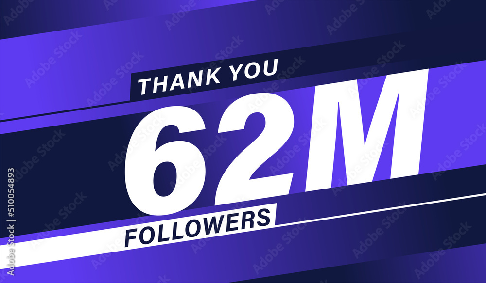 Thank you 62 million followers, modern banner design vectors