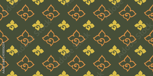 Seamless golden minimal Thai art striped vector for card illustration fabric