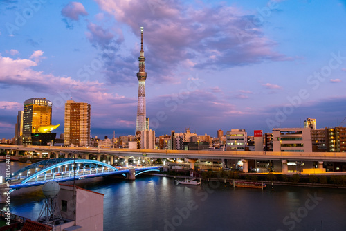Beautiful city scape view at Tokyo Japan. photo