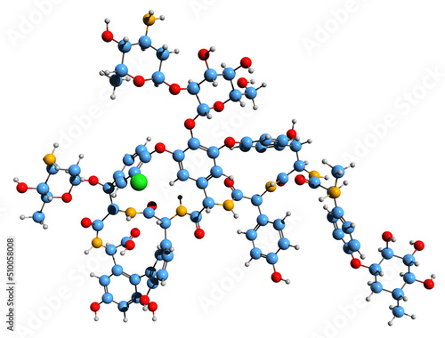 Slika na platnu 3D image of Avoparcin skeletal formula - molecular chemical structure of glycop