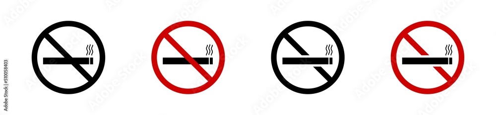 No smoking icon set. Vector illustration. No cigarette symbol sign collection. No smoking icon set. Vector illustration. No cigarette symbol sign collection.