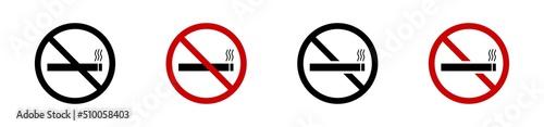 No smoking icon set. Vector illustration. No cigarette symbol sign collection.