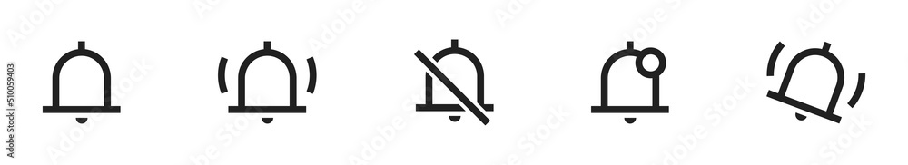 Set of nitification bells icons. Vector illustration. Ringing bells collection. Set of nitification bells icons. Vector illustration. Ringing bells collection.