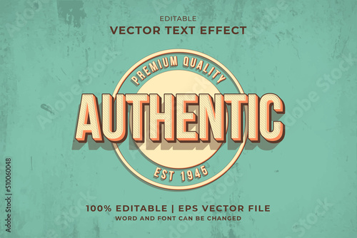 Editable text effect Authentic 3d Vintage template style premium vector