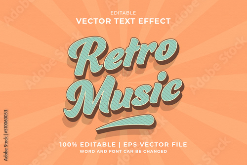 Canvas Print Editable text effect Retro Music 3d template style premium vector