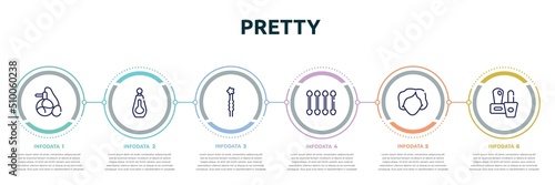 pretty concept infographic design template. included parfum, big perfume bottle, two hairpins, cotton swabs, woman face, two nail polish icons and 6 option or steps.