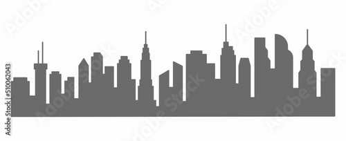 City panoramic landscape. Buildings drawing. Skyscrapers silhouette. Minimalistic vector editable illustration. EPS 10