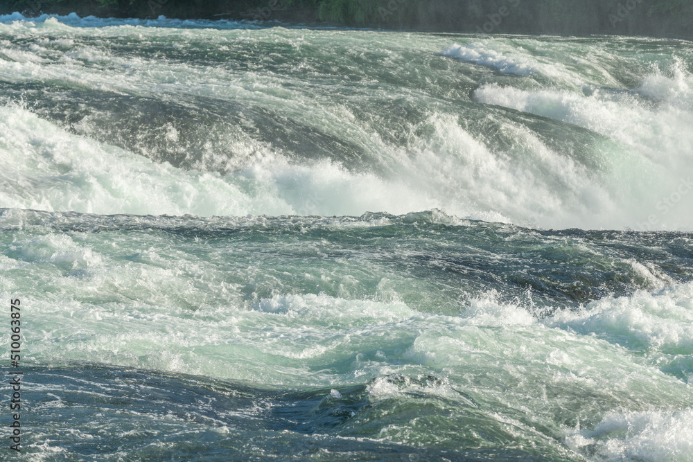 Fototapeta premium Fast currents in Rhine Falls in spring.