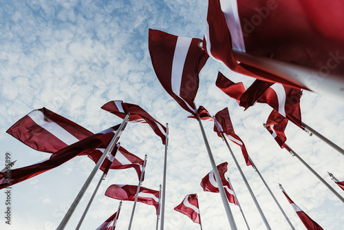 Foto Latvian flags waving in the wind