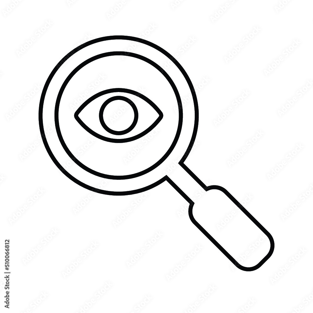 Audit, eye, search outline icon. Line art vector. Audit, eye, search outline icon. Line art vector.