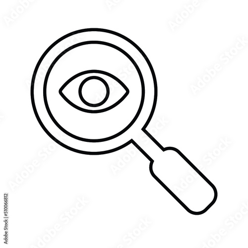 Audit, eye, search outline icon. Line art vector.