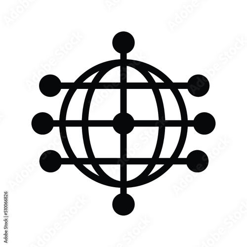 Cdn, global, network icon. Black vector graphics.