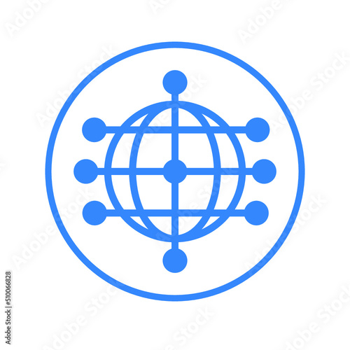 Cdn, global, network icon. Blue color design.