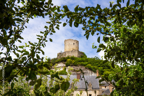 Canvastavla La Roche Guyon, son village, son château, sa tour, et ses falaises de craie