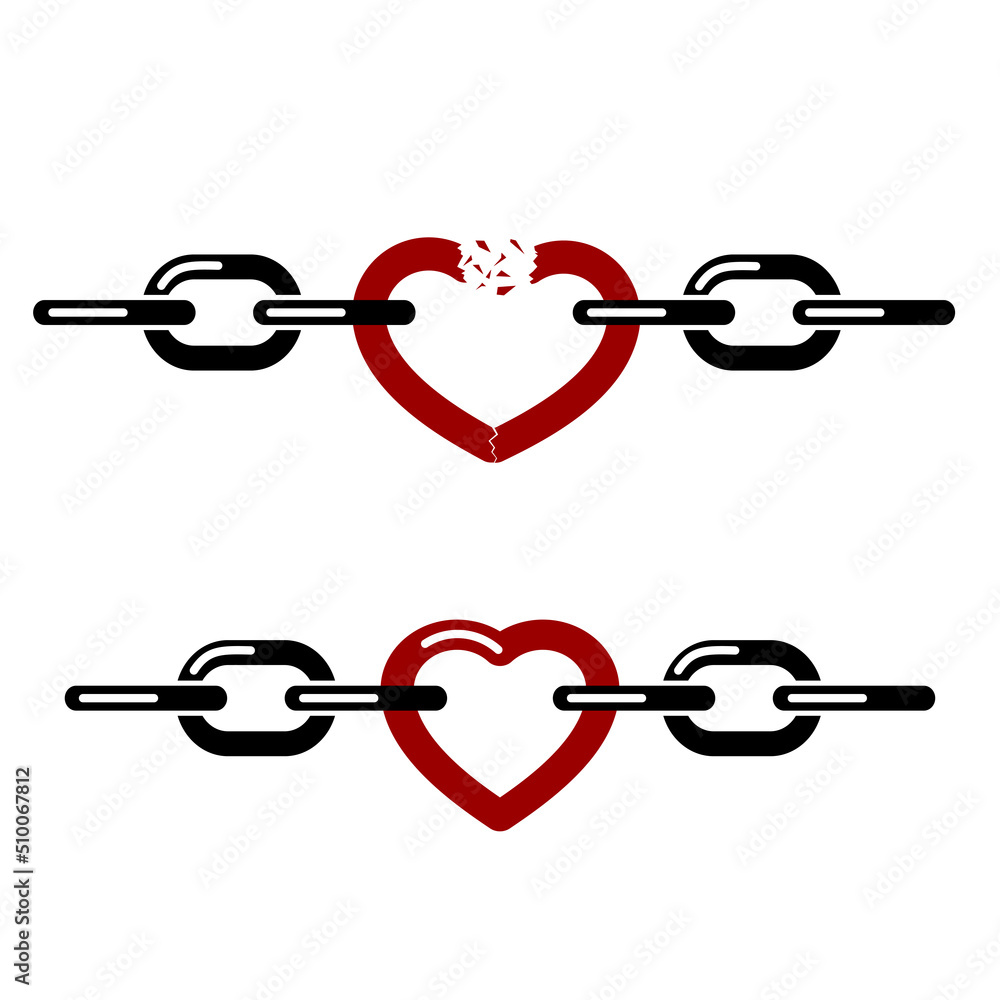 Obraz premium heart icon between chain links