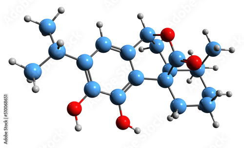 3D image of Carnosol skeletal formula - molecular chemical structure of  phenolic diterpene isolated on white background photo