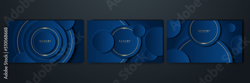 Abstract polygonal pattern luxury dark blue with gold