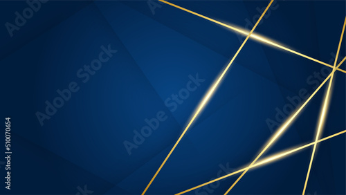 Luxury dark blue abstract background with golden lines
