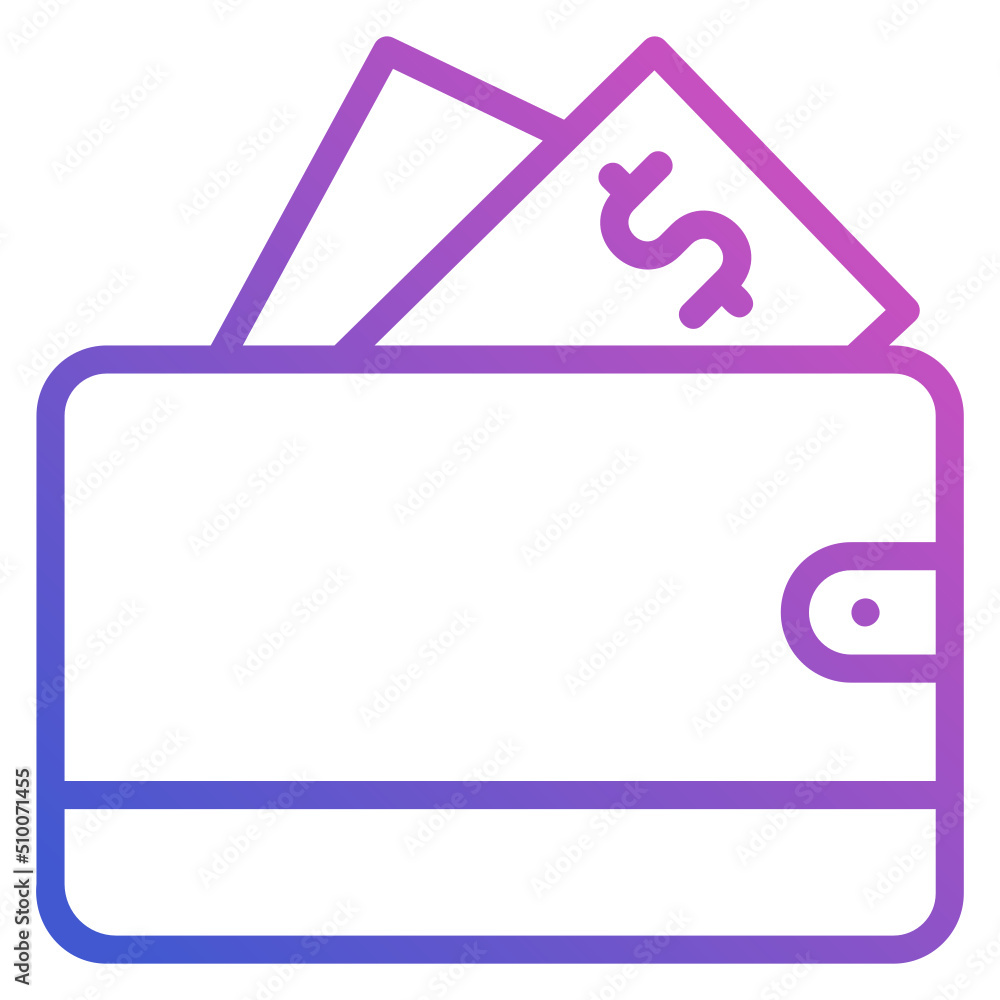 Wallet line gradient icon. Can be used for digital product, presentation, print design and more. Wallet line gradient icon. Can be used for digital product, presentation, print design and more.
