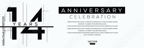 14 years anniversary celebration Design, Vector illustration.