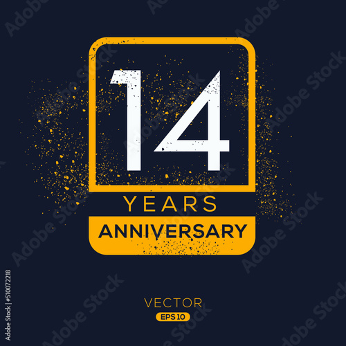 14 years anniversary celebration Design, Vector illustration.