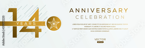 14 years anniversary celebration Design, Vector illustration.