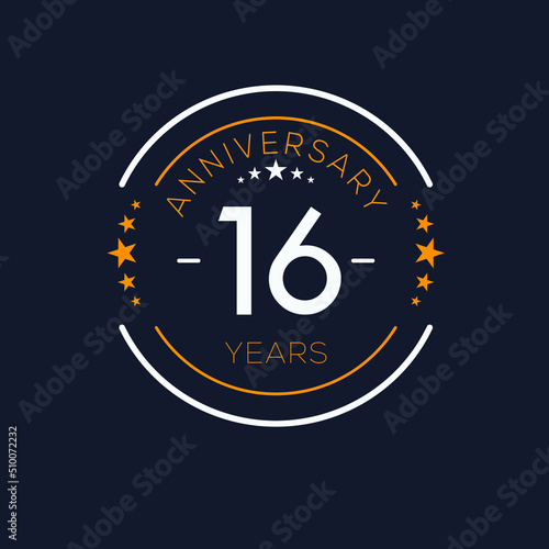 16 years anniversary celebration Design, Vector illustration.